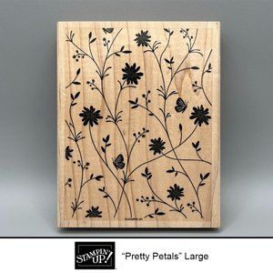 Stampin Up "Pretty Petals" Large Stamp – Floral Butterfly Background